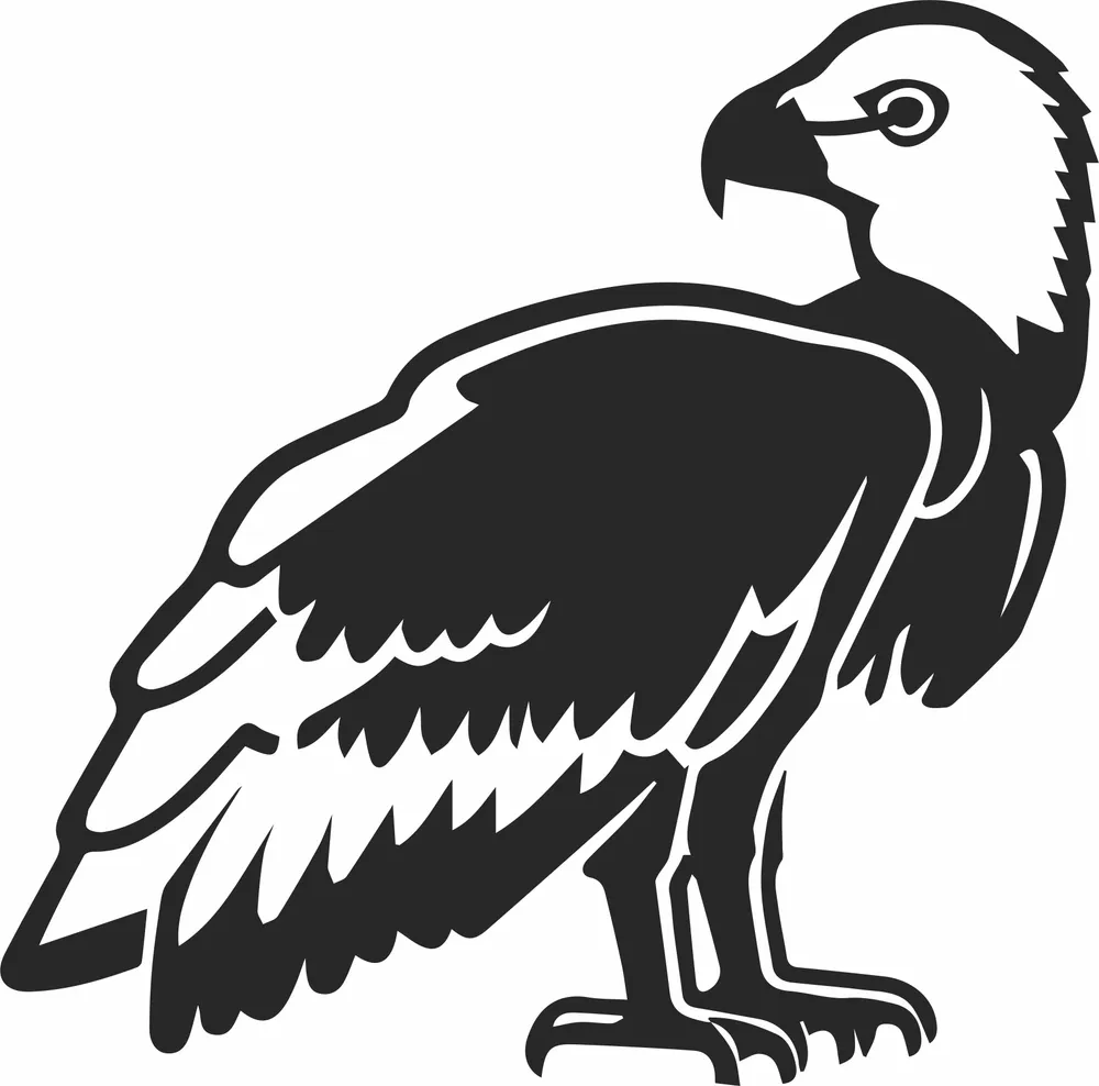 Vulture Eagle Silhouette — full DXF linework preview