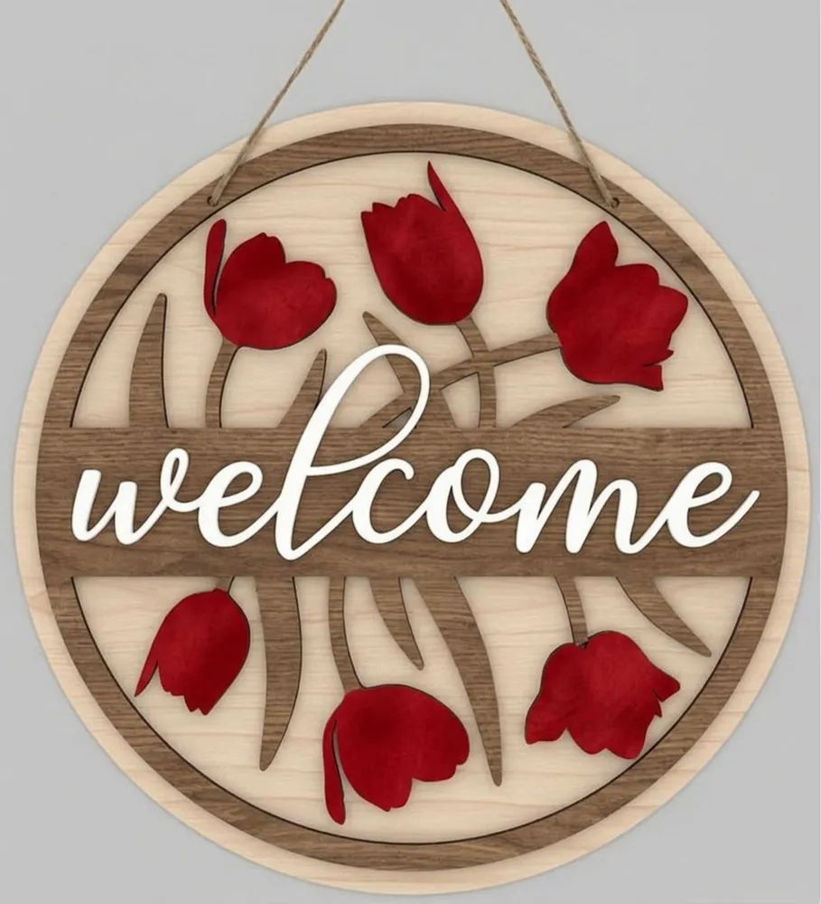 Welcome Flowers Sign — DXF linework preview