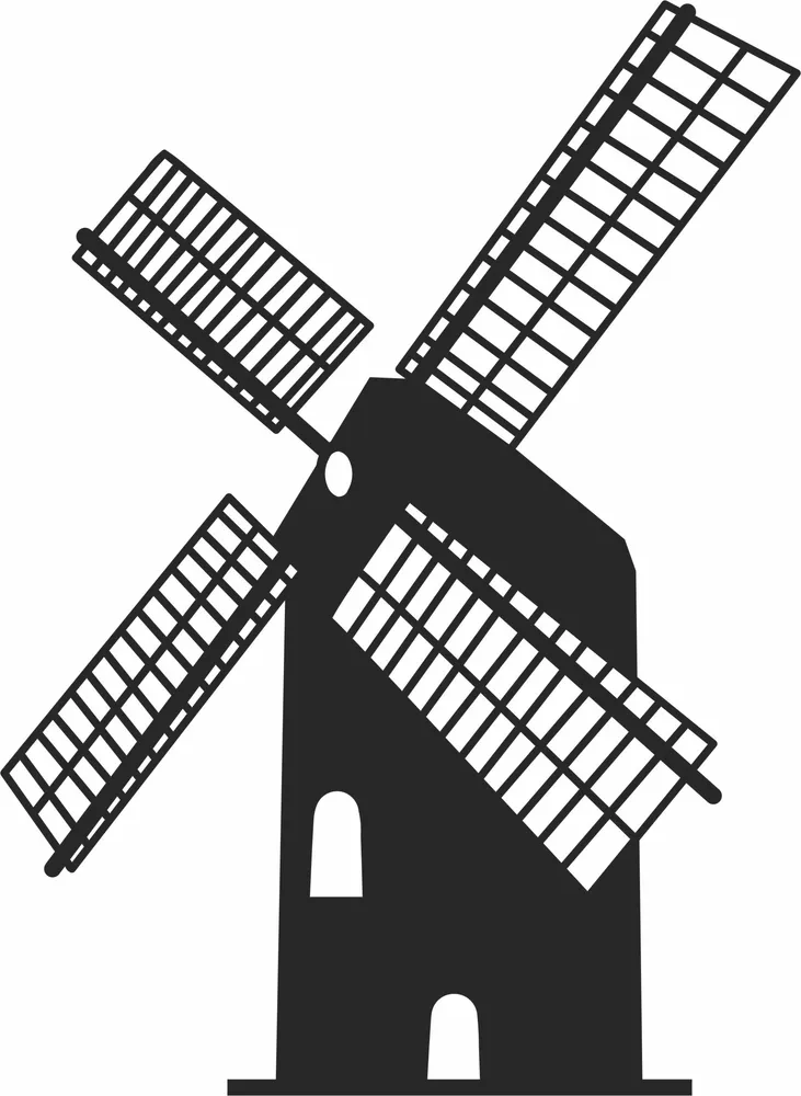 Windmill Clipart — full DXF linework preview