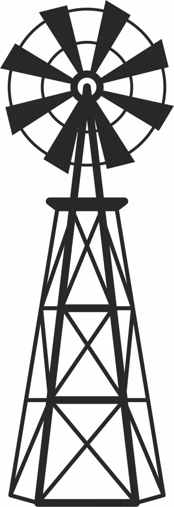 Windmill Clipart — full DXF linework preview