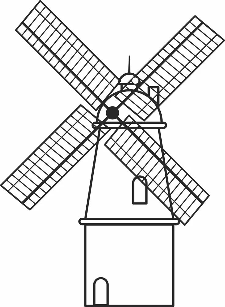 Windmill Clipart — full DXF linework preview