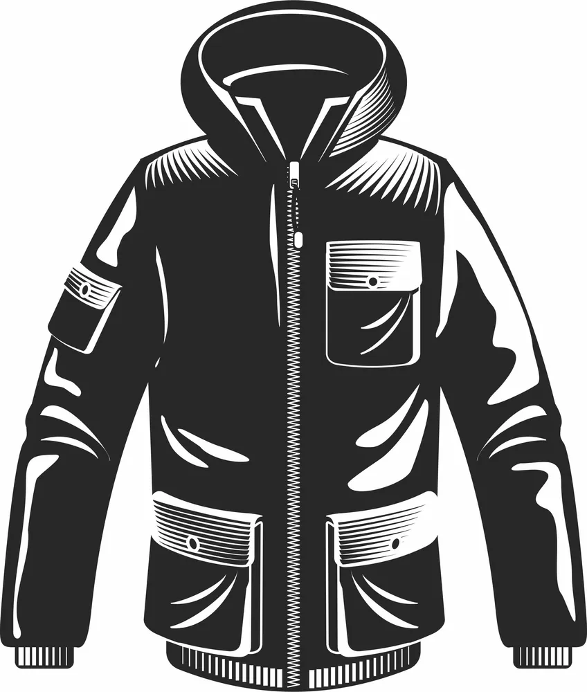 Winter Jacket with Hood Design — DXF linework preview