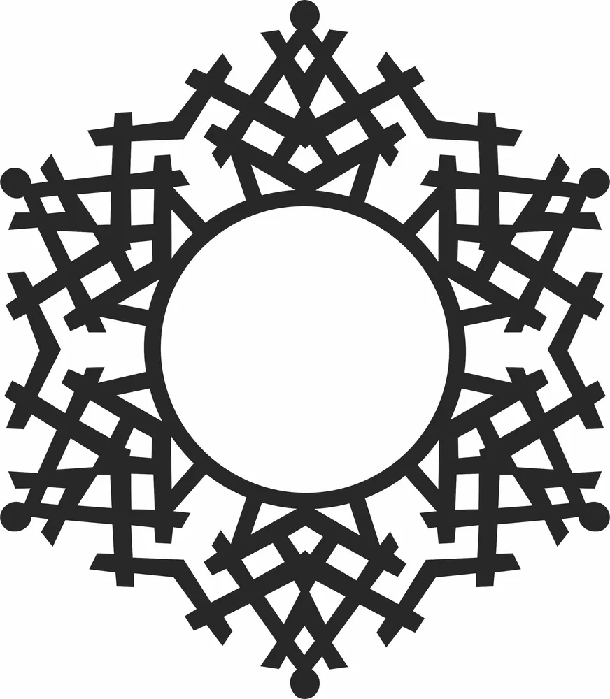 Winter Snowflakes Christmas Frame Design — full DXF linework preview