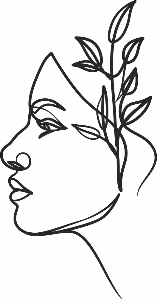 Woman Face One Line Clipart — full DXF linework preview