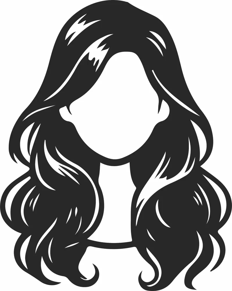 Women Head Hair Silhouette — full DXF linework preview