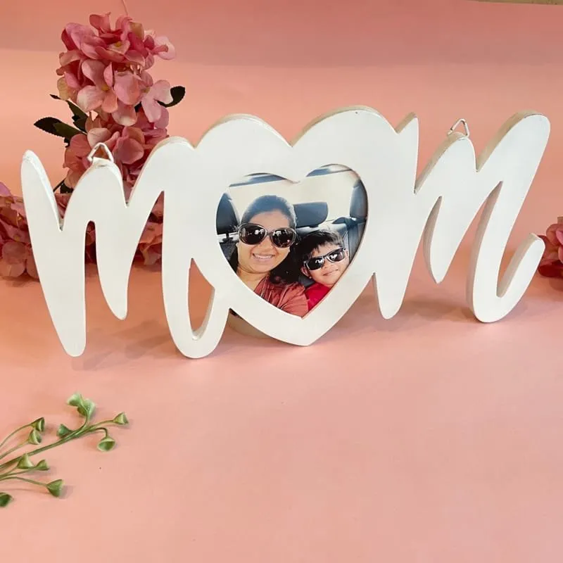 Wooden Mom Heart Photo Frame — DXF linework preview
